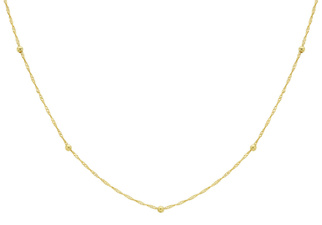 9K Yellow Gold Solid Ball Twist Necklace 45cm