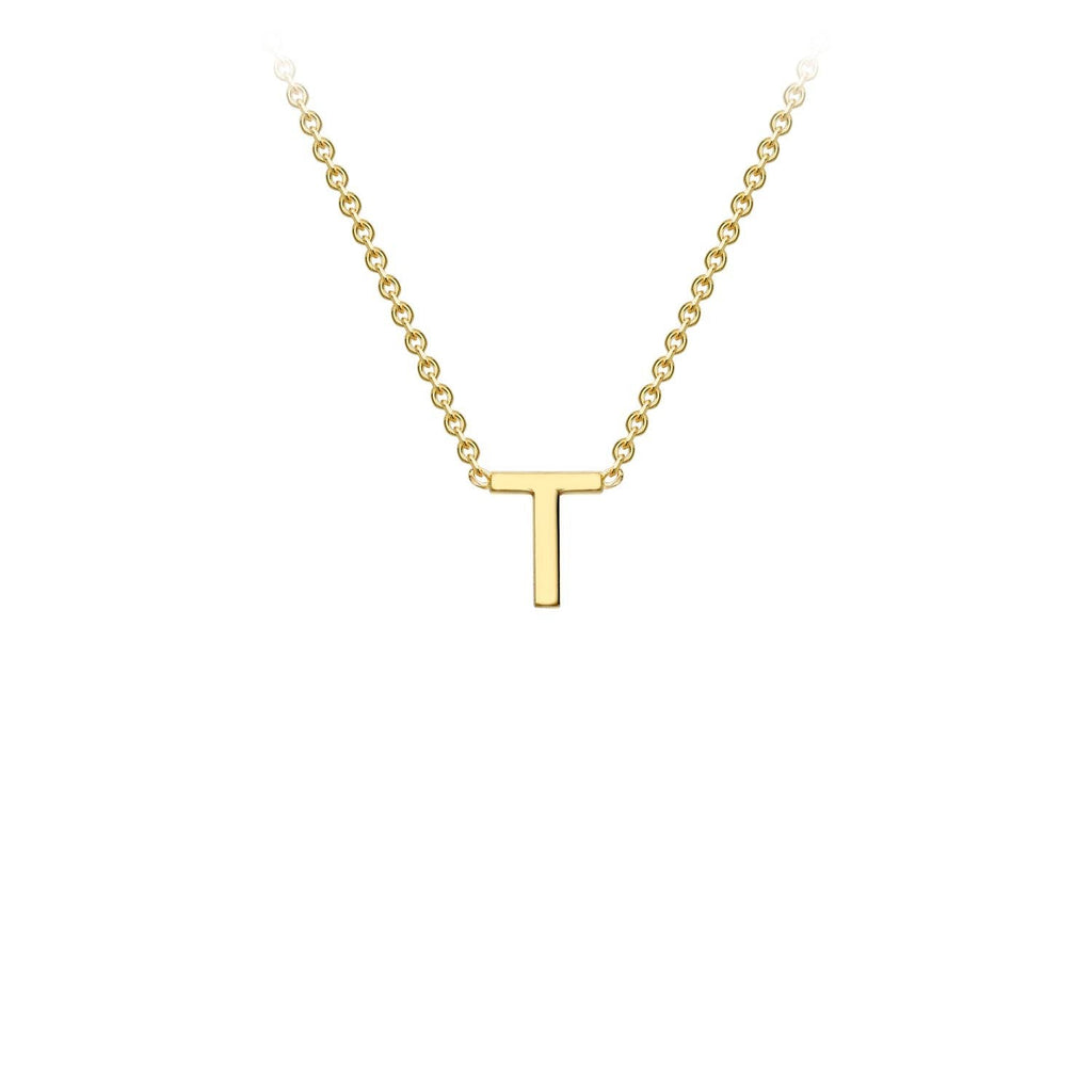 9K Yellow Gold 'T' Initial Adjustable Necklace 38cm/43cm  Australia