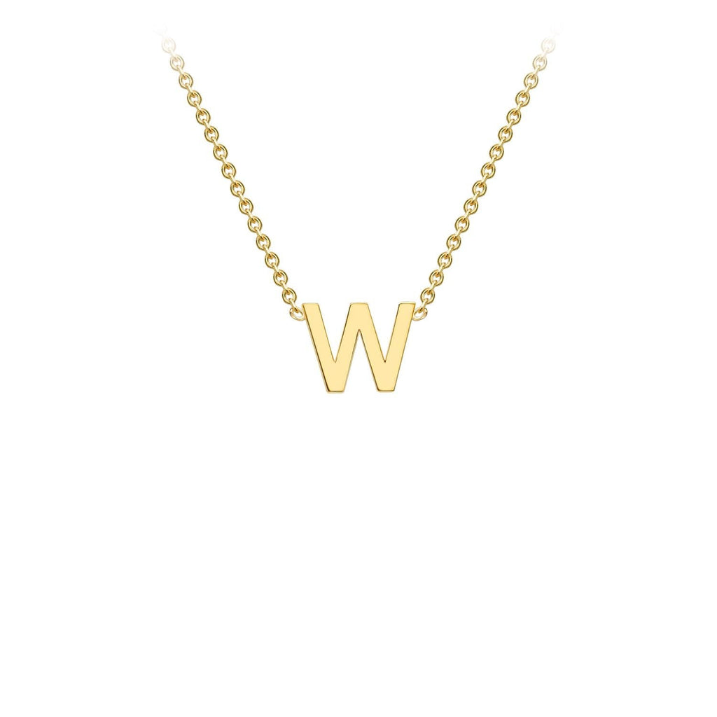 9K Yellow Gold 'W' Initial Adjustable Necklace 38cm/43cm  Australia