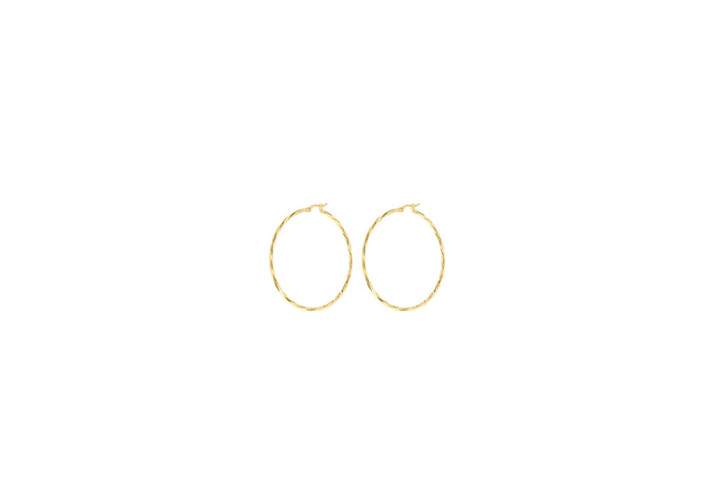 9K Yellow Gold Diamond Cut Hoop Earrings 28mm