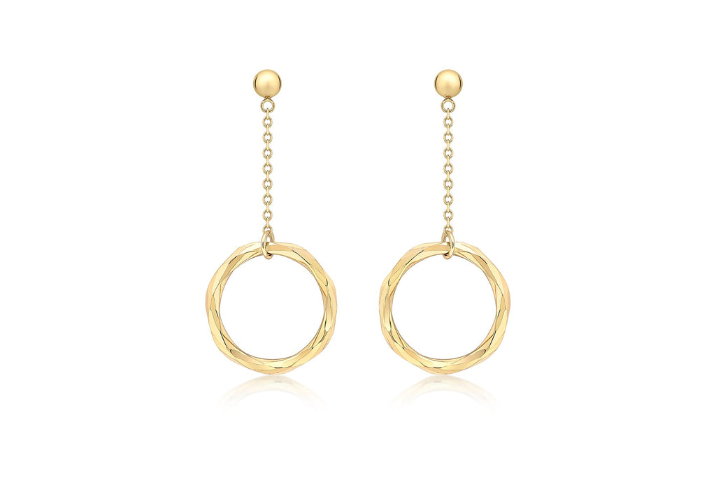 9K Yellow Gold Diamond Cut Ring & Drop Earrings