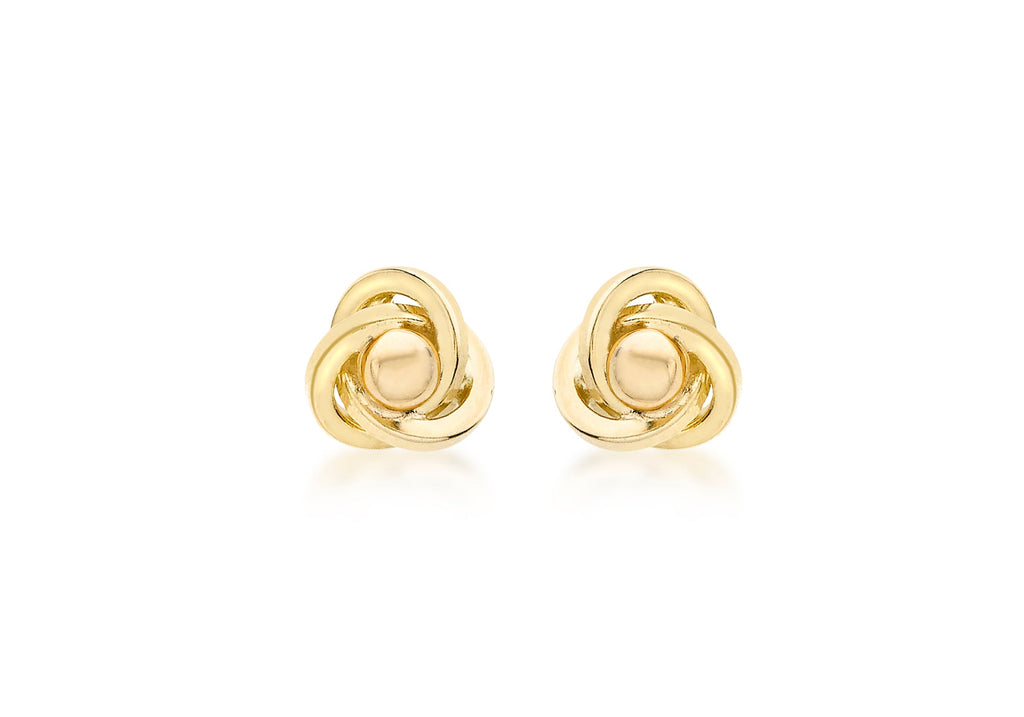 9K Yellow Gold 5mm Knot Ball Stud Earrings