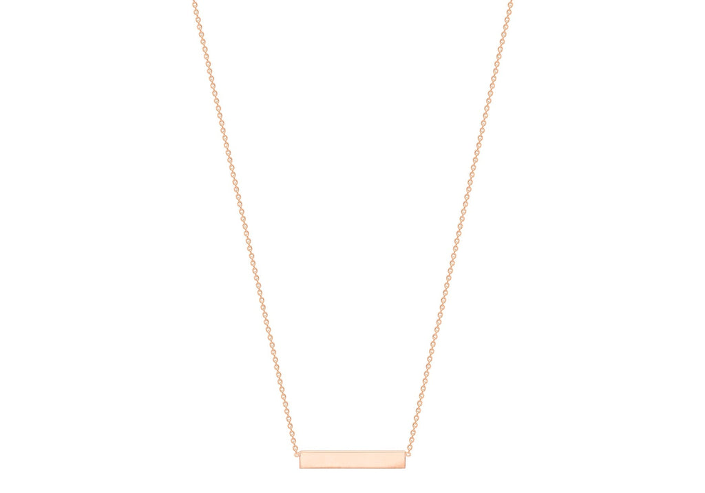 9ct Rose Gold 22mm x 3mm Horizontal-Bar Adjustable Necklace 41cm-43cm - Regarde Jewellers