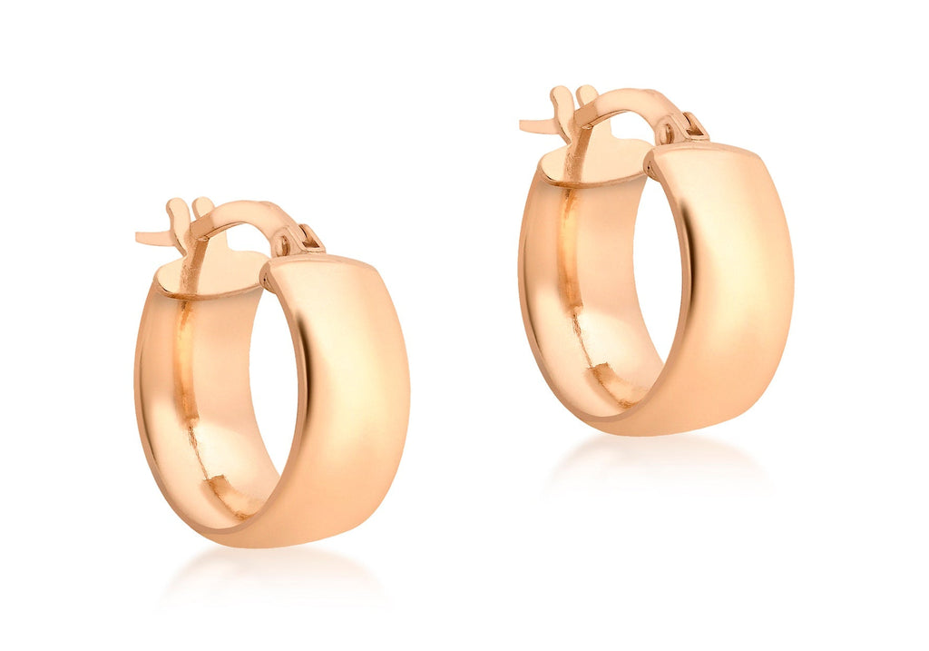 9ct Rose Gold 6mm Band 14mm Creole Earrings - Regarde Jewellers