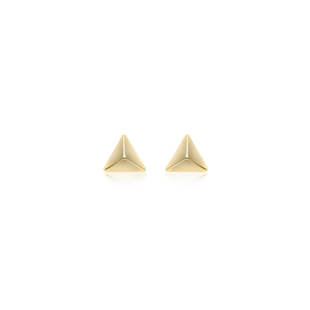 9K Yellow Gold 10mm x 8.5mm Elongated Pyramid Stud Earrings