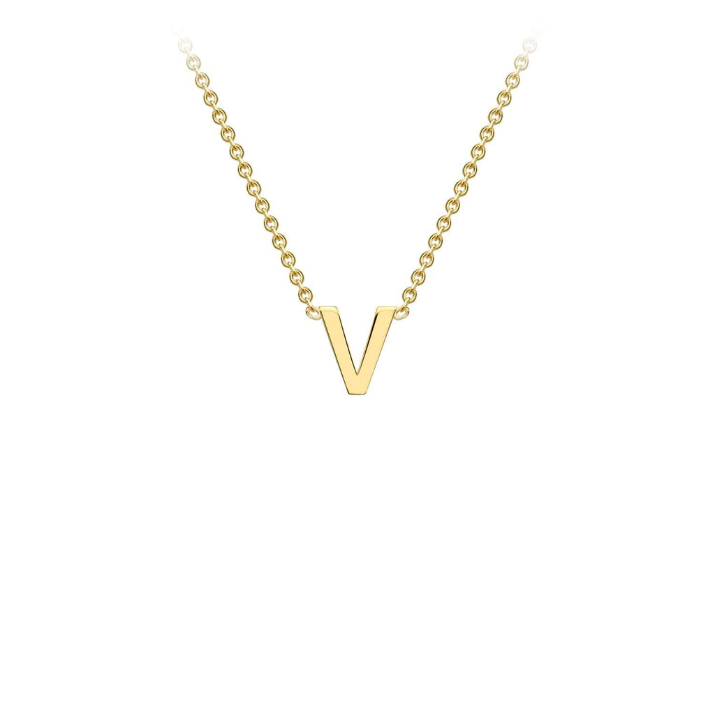 9K Yellow Gold 'V' Initial Adjustable Necklace 38cm/43cm  Australia