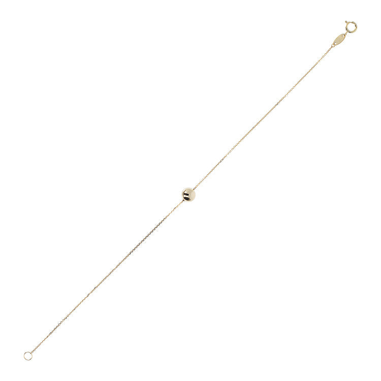 9K Yellow Gold Single Ball Necklace 19cm