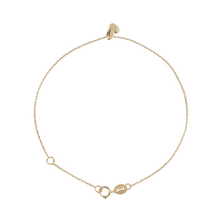 9K Yellow Gold Drop Heart Necklace 19cm