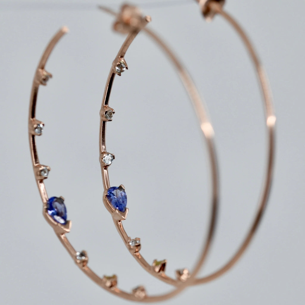 All that Glitters Large Tanzanite Hoop Earrings - Regarde Jewellers