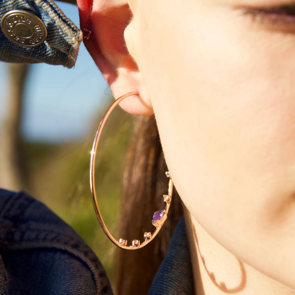 All that Glitters Large Tanzanite Hoop Earrings - Regarde Jewellers