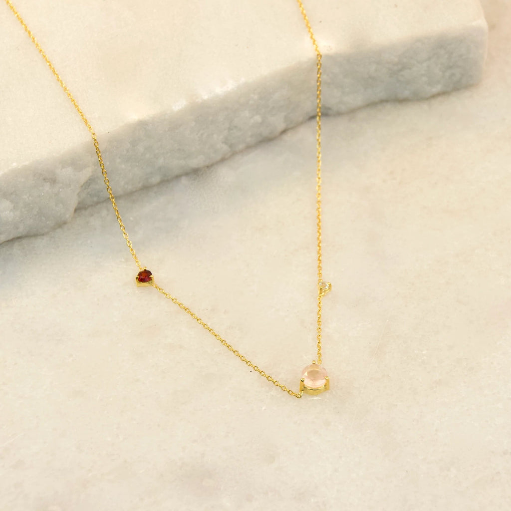 All that Glitters Rose Quartz and Garnet Necklace - Regarde Jewellers